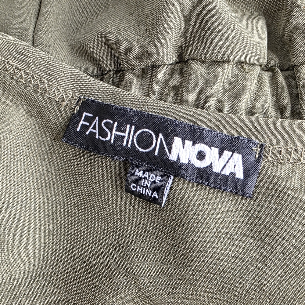 Fashion Nova L Part Of You Romper Shorts Olive Green Sexy C-2079 - Picture 5 of 7